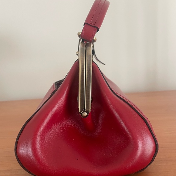 Patricia Nash Red Leather Clutch with Gold Accents - Picture 4 of 11
